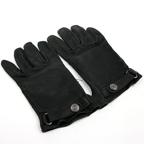 CHROME HEARTS Horseshoe Button Leather Gloves Black