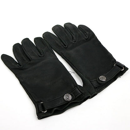 CHROME HEARTS Horseshoe Button Leather Gloves Black