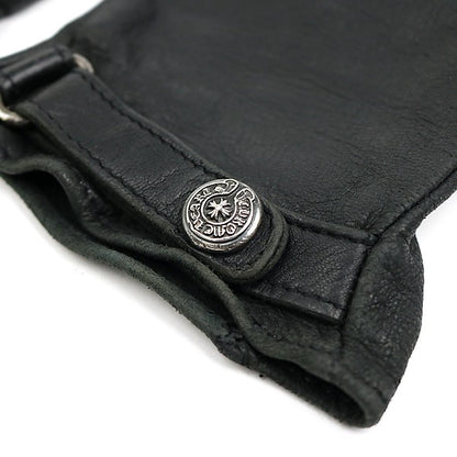 CHROME HEARTS Horseshoe Button Leather Gloves Black