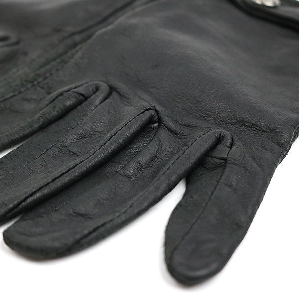 CHROME HEARTS Horseshoe Button Leather Gloves Black