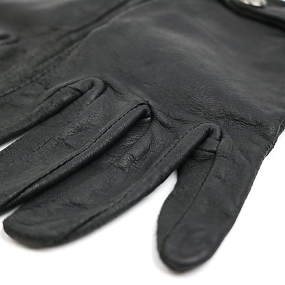 CHROME HEARTS Horseshoe Button Leather Gloves Black