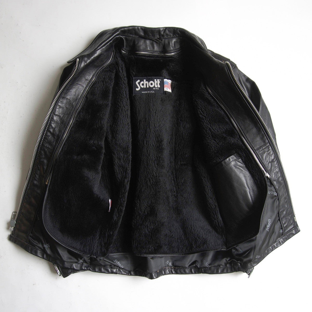 SCHOTT 152 Made in USA Collared Single Rider Leather Size 38