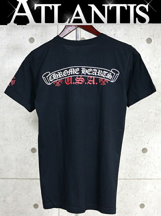 CHROME HEARTS Scroll Label USA Cotton T-Shirt Black Size S