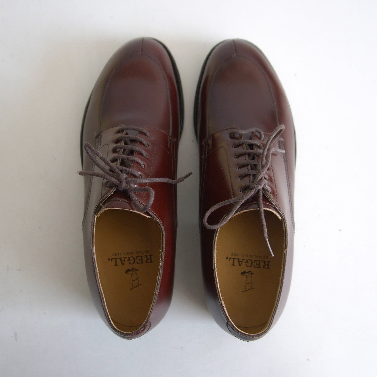 REGAL V-Tip Leather Shoes Brown Size 7