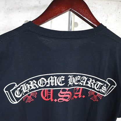 CHROME HEARTS Scroll Label USA Cotton T-Shirt Black Size S