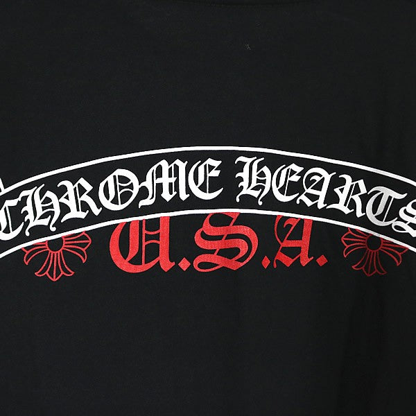 CHROME HEARTS Scroll Label USA Cotton T-Shirt Black Size S