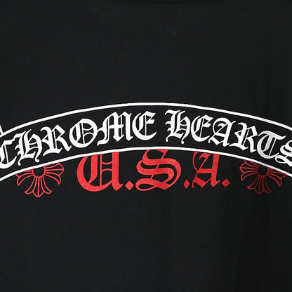 CHROME HEARTS Scroll Label USA Cotton T-Shirt Black Size S