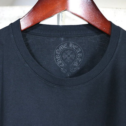 CHROME HEARTS Scroll Label USA Cotton T-Shirt Black Size S