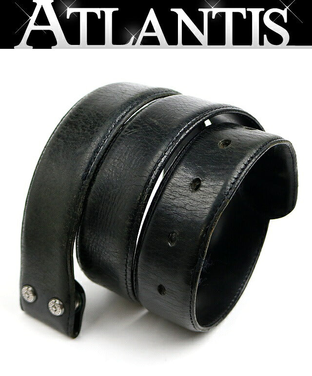 CHROME HEARTS Black Leather SV925 Belt Strap Size 30