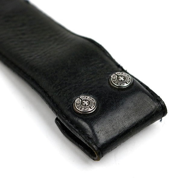 CHROME HEARTS Black Leather SV925 Belt Strap Size 30