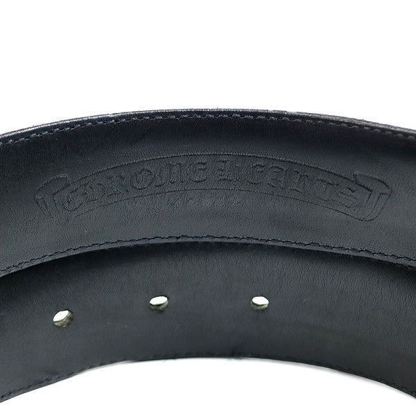 CHROME HEARTS Black Leather SV925 Belt Strap Size 30