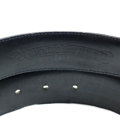 CHROME HEARTS Black Leather SV925 Belt Strap Size 30
