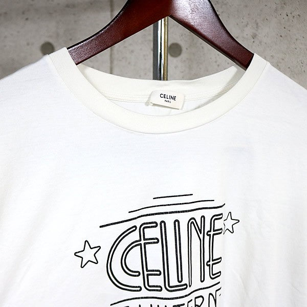 CELINE Logo T-Shirt White Size XXL
