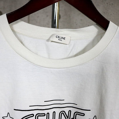 CELINE Logo T-Shirt White Size XXL
