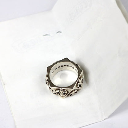 CHROME HEARTS Pentagon BS Fleur Ring Silver 925 Size JP 14