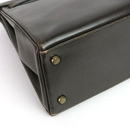 HERMES Vintage Kelly 28 Box Calf Brown Bag