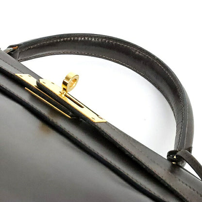 HERMES Vintage Kelly 28 Box Calf Brown Bag