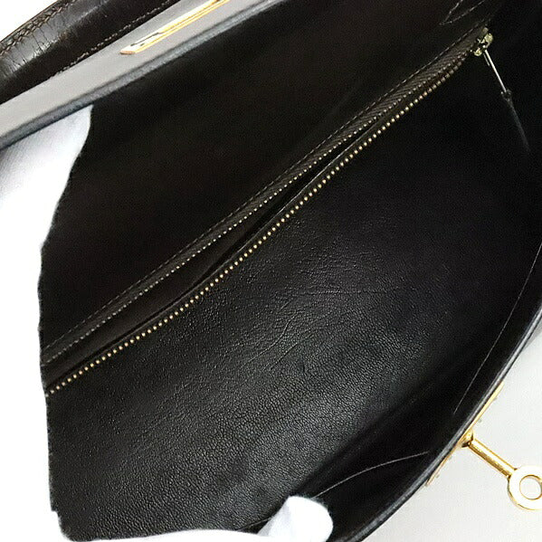 HERMES Vintage Kelly 28 Box Calf Brown Bag