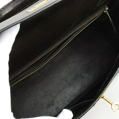 HERMES Vintage Kelly 28 Box Calf Brown Bag
