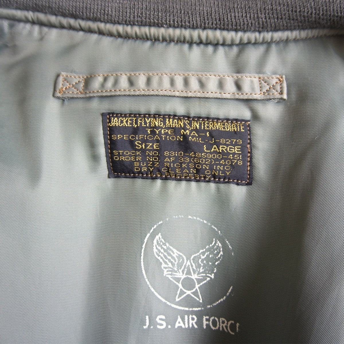BUZZ RICKSON M-Spec MA-1 Flight Jacket Sage Green Size L
