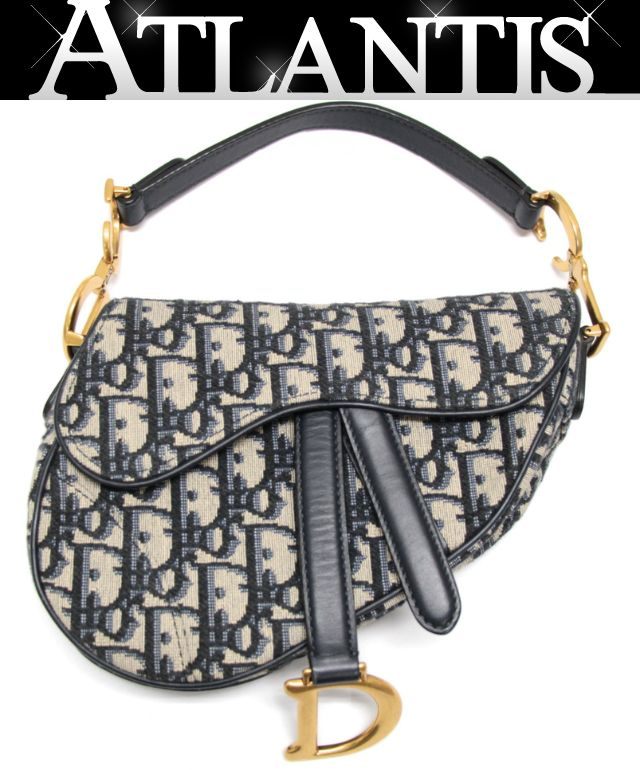Christian Dior Mini Saddle Jacquard Navy Handbag