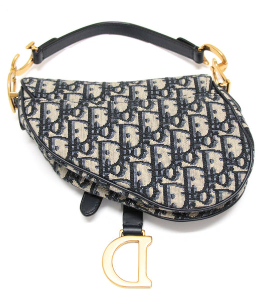 Christian Dior Mini Saddle Jacquard Navy Handbag