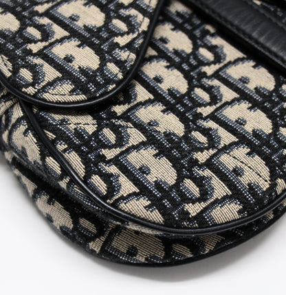 Christian Dior Mini Saddle Jacquard Navy Handbag