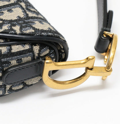 Christian Dior Mini Saddle Jacquard Navy Handbag
