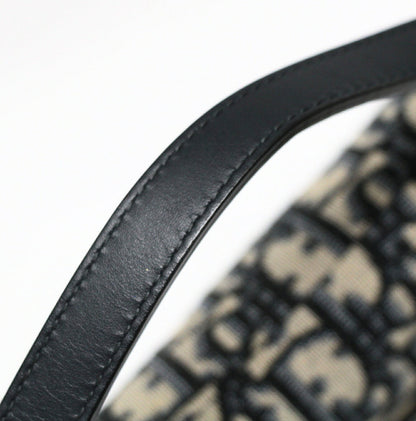 Christian Dior Mini Saddle Jacquard Navy Handbag