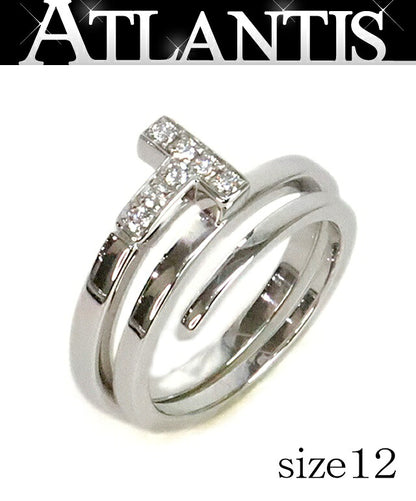 TIFFANY & Co. T K18WG Diamond T Square Wrap Ring Size JP 12