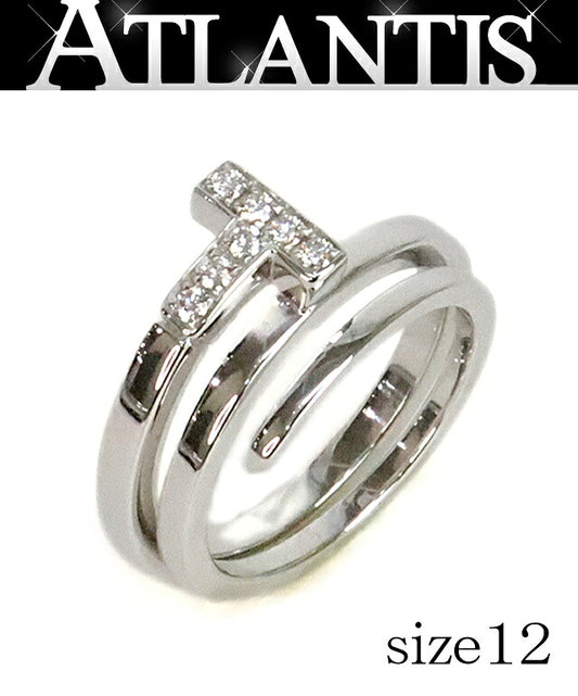 TIFFANY & Co. T K18WG Diamond T Square Wrap Ring Size JP 12