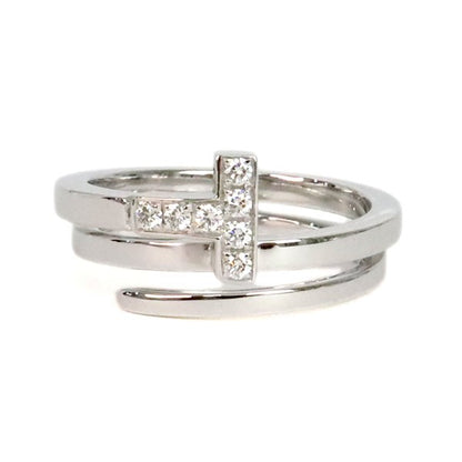 TIFFANY & Co. T K18WG Diamond T Square Wrap Ring Size JP 12