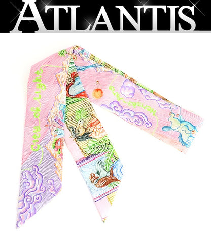 HERMES Twilly "CITY OF LIGHT" Scarf Multi