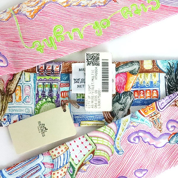 HERMES Twilly "CITY OF LIGHT" Scarf Multi