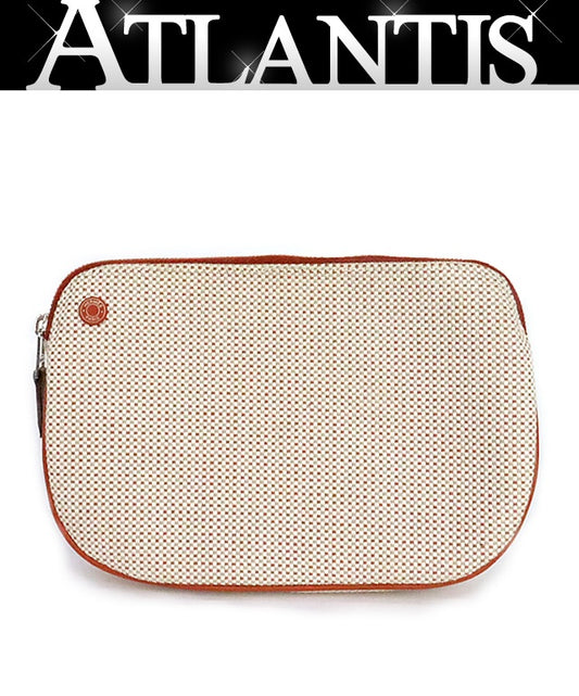 HERMES Echappee Toile H Pouch Cognac