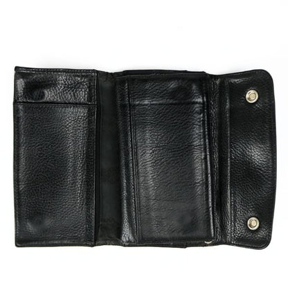 CHROME HEARTS Wave Cross Button Tri-fold Wallet Black