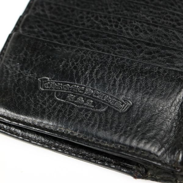 CHROME HEARTS Wave Cross Button Tri-fold Wallet Black
