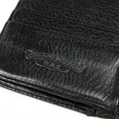 CHROME HEARTS Wave Cross Button Tri-fold Wallet Black