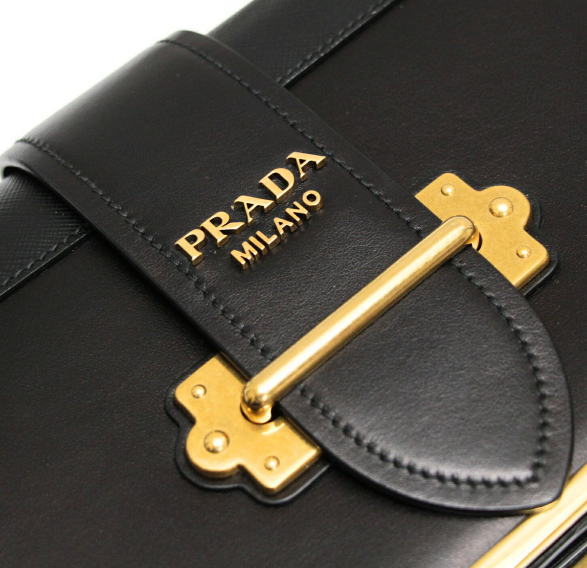 PRADA Cahier Leather Shoulder Bag Black