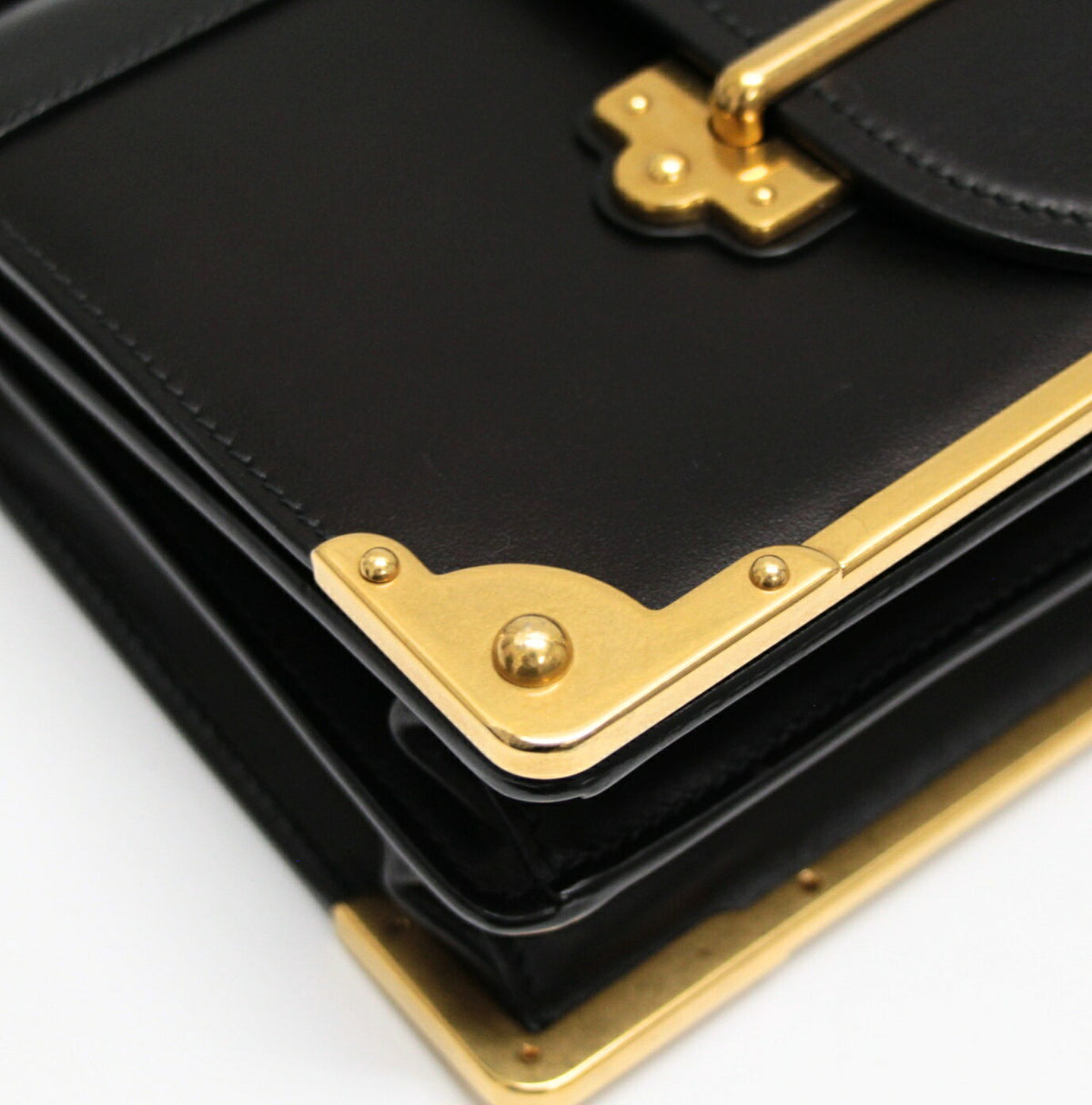 PRADA Cahier Leather Shoulder Bag Black