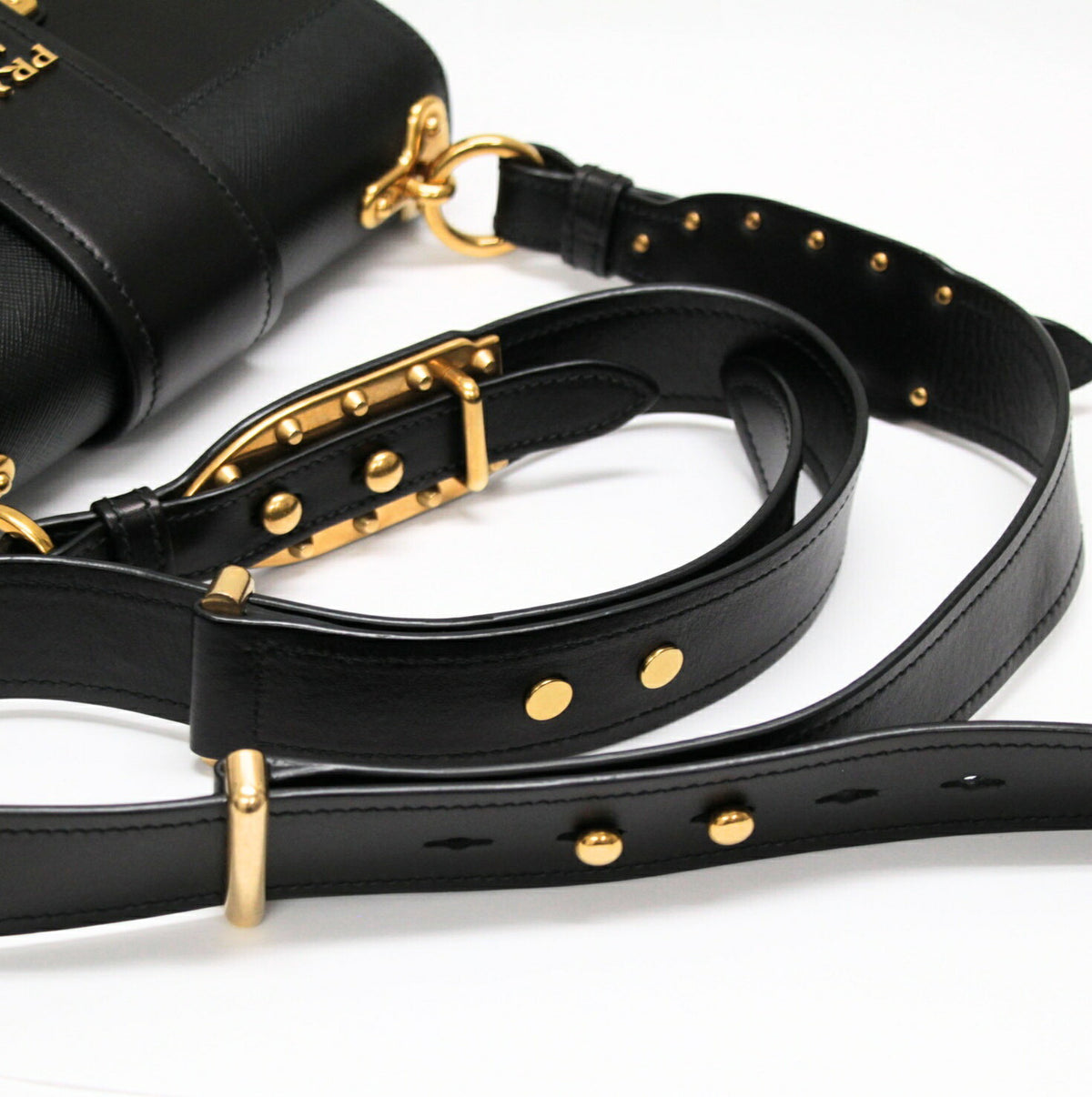 PRADA Cahier Leather Shoulder Bag Black