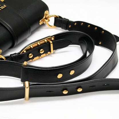 PRADA Cahier Leather Shoulder Bag Black