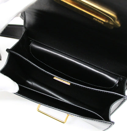 PRADA Cahier Leather Shoulder Bag Black