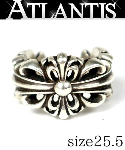 CHROME HEARTS Double Floral Cross Ring Silver Size JP 25.5