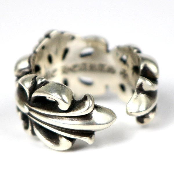 CHROME HEARTS Double Floral Cross Ring Silver Size JP 25.5