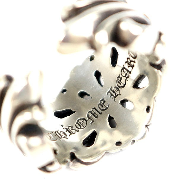CHROME HEARTS Double Floral Cross Ring Silver Size JP 25.5