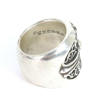 CHROME HEARTS Classic Oval Cross Ring Silver Size JP 20.5
