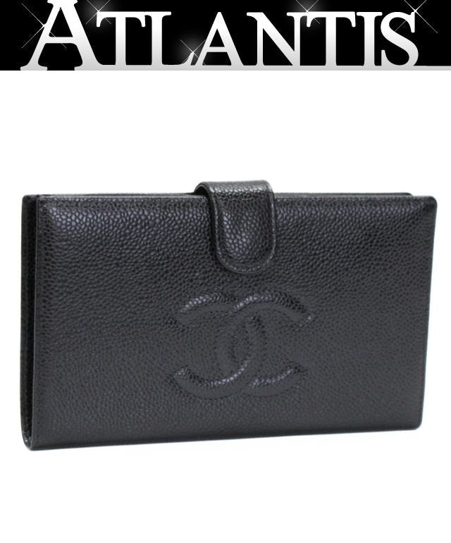 CHANEL Vintage Caviar Coco Wallet Black