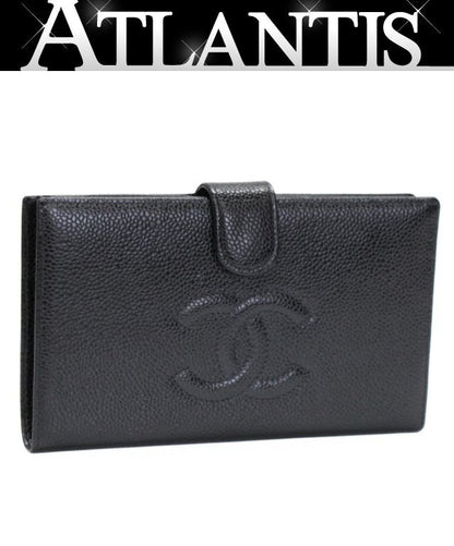 CHANEL Vintage Caviar Coco Wallet Black