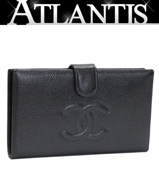 CHANEL Vintage Caviar Coco Wallet Black